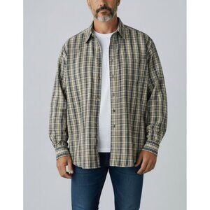 Wrangler Rugged Wear Mens XXL Plaid Button-Down Long-Sleeve Shirt Cotton Blue &